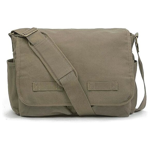 Classic Vintage Messenger Bag - Original Heavyweight Cotton Light Army Green - Picture 1 of 1